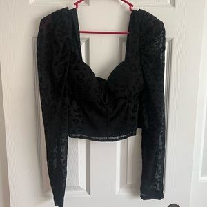 Leopard Print All Black Blouse